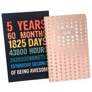 2PK Writing Journals &  Being Awesome and Notes  6in x 9in Pink Gold Hearts
